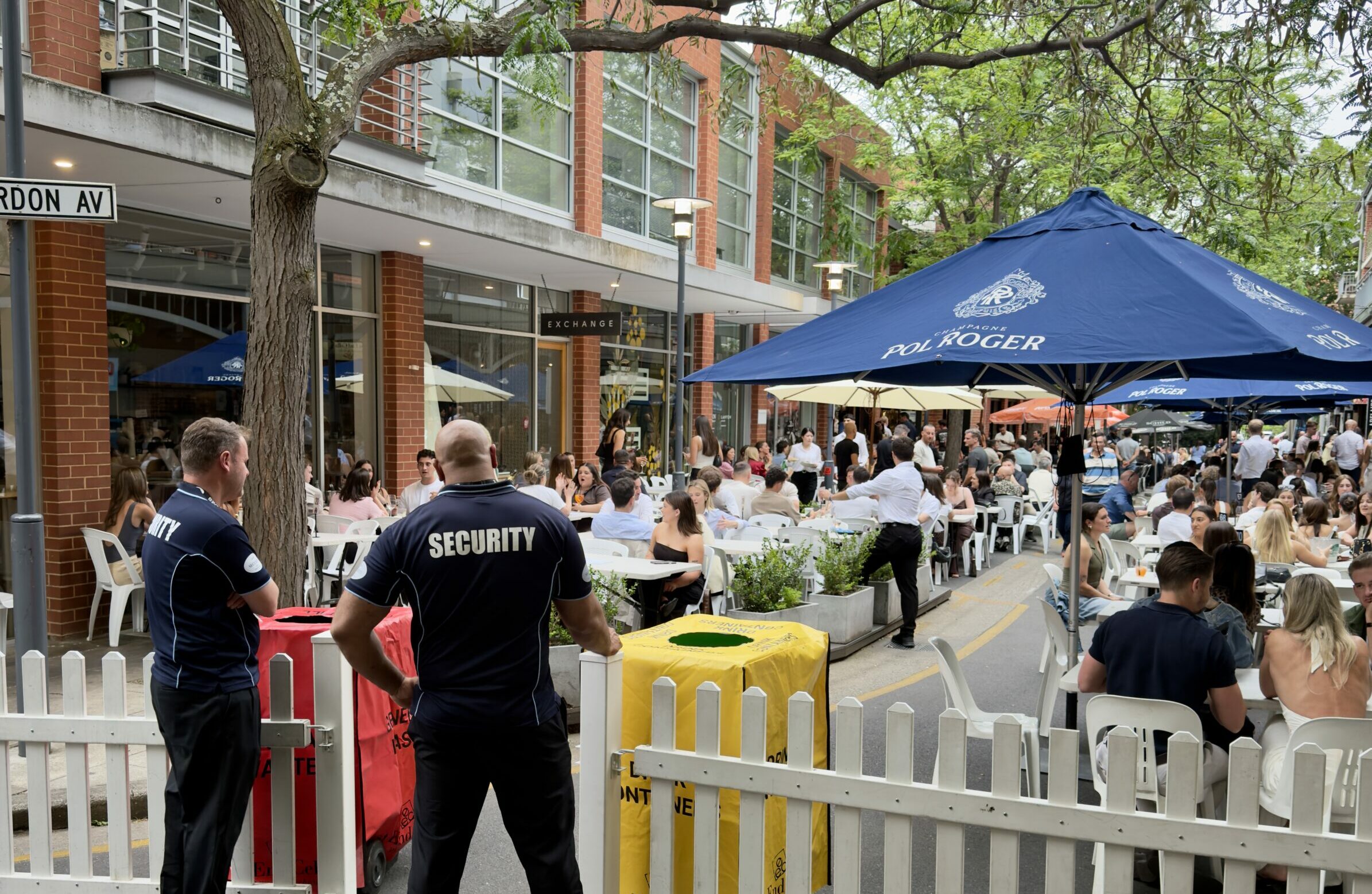 Event security guards managing crowd control at an Adelaide event